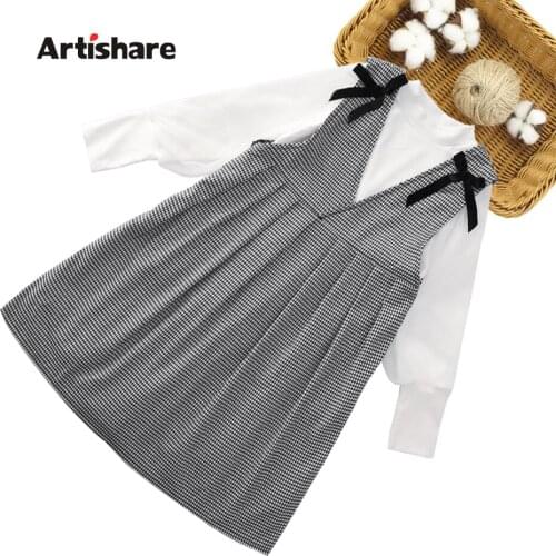 Girls Clothes Plaid Pattern Girls Outfits Blouse + Dress Kids Girl Clothes Set Spring Autumn Childrens Clothes