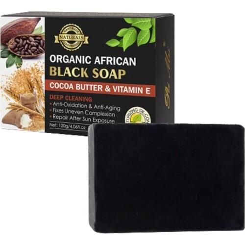 Organic African Black Soap Repair Uneven Skin Tone Soap Energy Traditional Herbal Natural Charcoal Soaps Acne Active H0O4