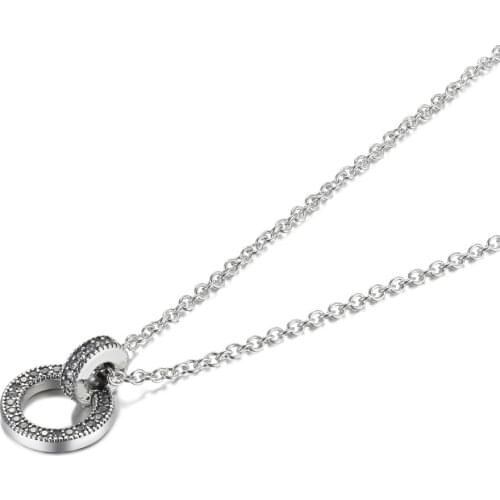 S925 Necklace For Women Double Circle Pendant Necklace Girl Fashhion Choker fit Lady Jewelry