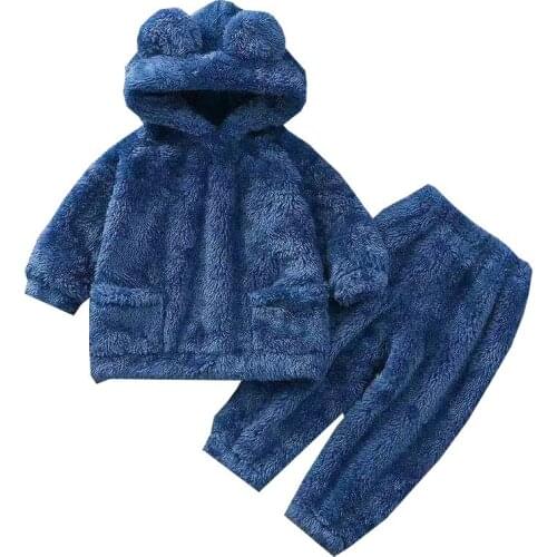 New winter Baby Boy Girl Thicken Pajamas Set Flannel Fleece Toddler Child Warm Catoon Sleepwear Kids Home Suit 0-6Y