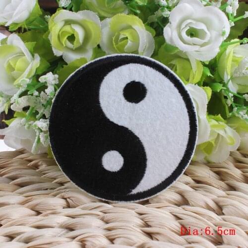 Prajna Tai Chi Moon Sun Embroidery Patch for Clothes Iron on Applique Jacket Backpack DIY Accessories Badge E