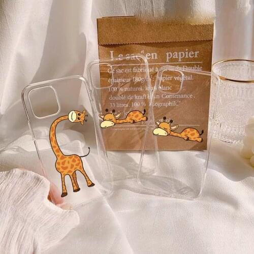 Cute Cartoon Animal Giraffe Clear Case For Coque iphone 7 8 6s Plus SE 2020 12 Mini 11 Pro Max Cover For iphone X XR XS MAX Case