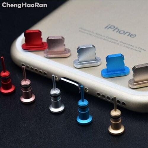ChengHaoRan Dustproof Cover Metal Anti Dust Charger Dock Plug 3.5mm Earphone Jack Dust Cover for iPhone 11 X XR Max 8 7 6S Plus