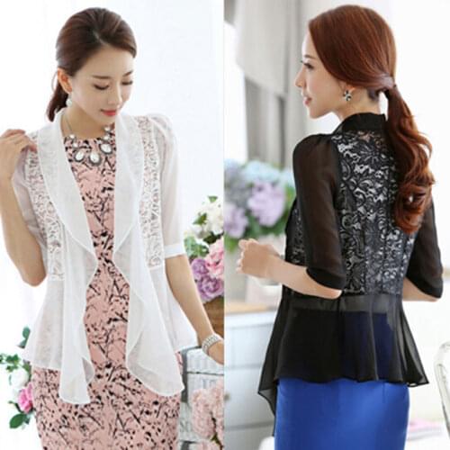 Lace Shawl Summer Wild Chiffon Large Size Anti Ultraviolet Cardigan Thin Coat Sun Protection Shirt White Black Ladies Tops Y997