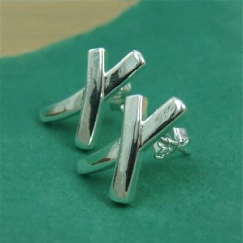 BABYLLNT 925 Silver Cross X Stud Earring For Women Fashion Charm Wedding Engagement Party Jewelry Gift