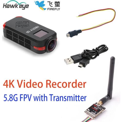 5.8G FPV Video transmitter with Hawkeye Firefly Q6 4K HD FPV Aerial Camcorder 120 Wide Angle Camera for RC Racing Drone rc car