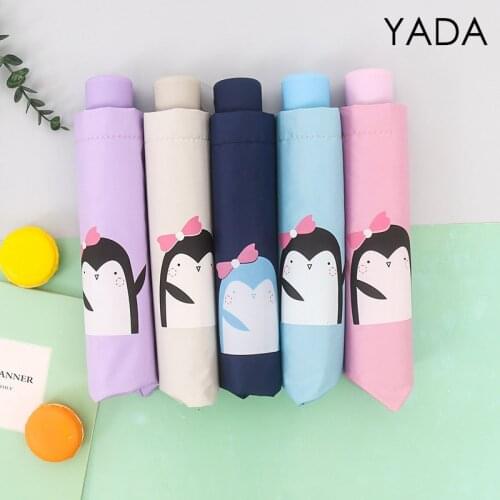 YADA Fashion Lovely Cartoon Penguin 3-Folding Umbrella Rain UV Anime Child Umbrella For Women Man Windproof Umbrellas YS200238