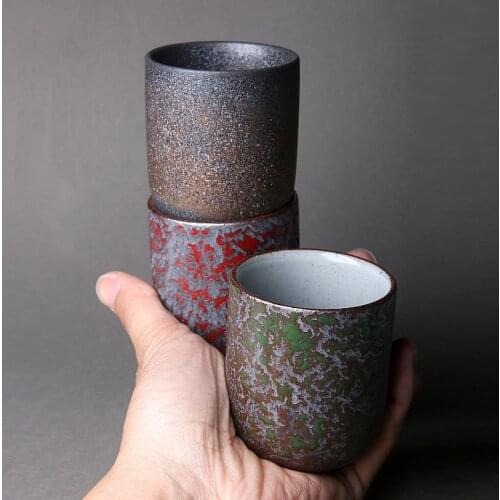Japanese Ceramic Large Tea Cup Handmade Kiln Stoneware Kungfu Tea Set Retro Style Personal Pottery Friend Ceremonial Coffee Cups