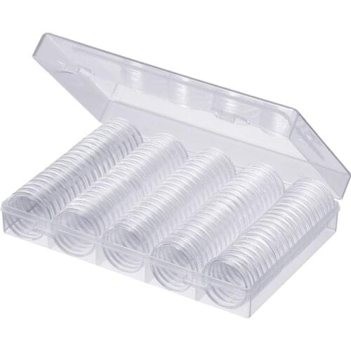 Coin Storage Box With100 Pieces 30mm Coin Capsules Coin Holder Case Plastic Storage Organizer Box For Coin Collection