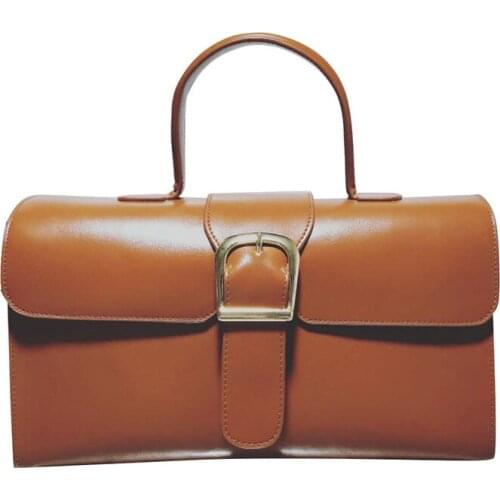 Genuine leather women small tote handbag vintage cover bags