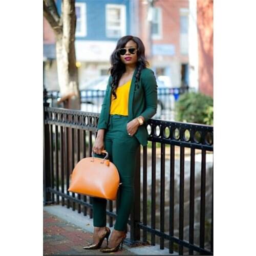 Green Women Shawl Lapel Jacket+Pants Women Business Suits Women Pantsuit Office Uniform Style Female Trouser Suit Custom Made