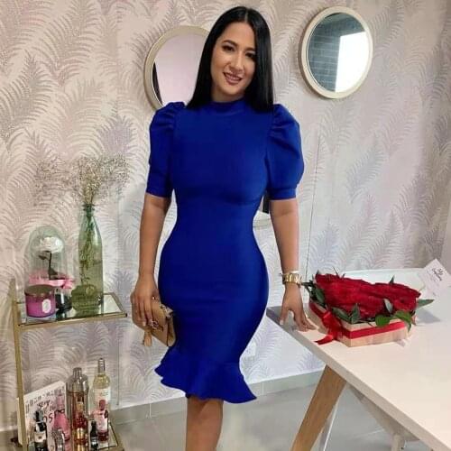 Kylie Jenner high-quality princess short-sleeved ruffled dress 2021 new elegant tight-fitting rayon bandage dress evening dress