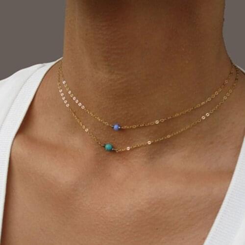 Gold Choker Turquoise Gold Necklace Dainty Choker Gold Choker Dainty Gold Chain Choker