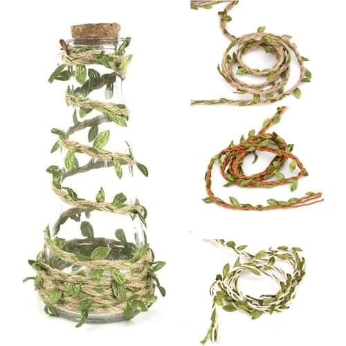 10m Cloth Hemp Rope Artificial Green Leaves Rattan DIY Craft Decorative Ribbon