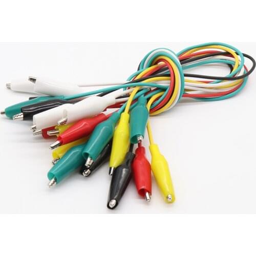 10pcs Line length 45cm Crocodile clip number 28mm Double-ended Crocodile Clips Cable Alligator Clips Wire Testing Wire Clip