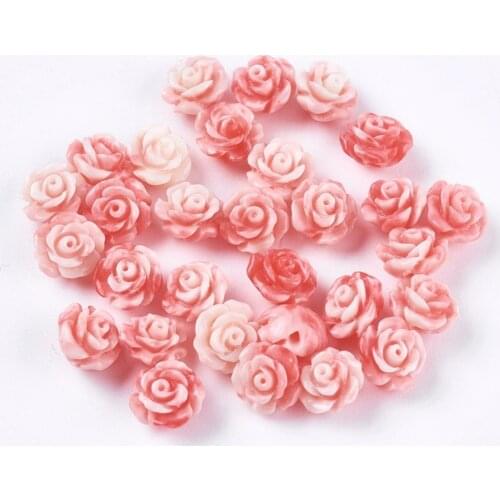 100pcs Artificial Coral Beads 6.5mm Rose Carve Flower Beads Bulk for Jewelry Making diy Bracelet Wedding Decorations Supplies