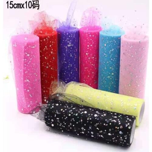 2pcs (10yards/Pcs) 15 Cm Wide Small Sequins Organza Handmade Diy Princess Dress Christmas Gift Packaging Wedding Mesh Decoration