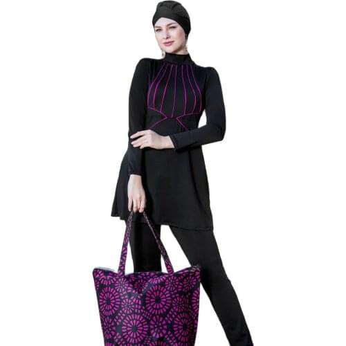 2021 Muslim Swimwear Islamic Full Cover Modesty Plus Size Summer Beach Swim Wear Arab Women Beachwear Burkini Swimsuit Hijab