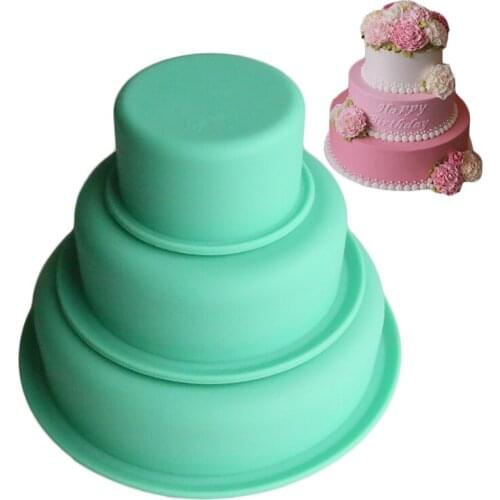 3PCS Nonstick Round Silicone Baking Molds Set Bakeware Pans Silicone Cake Decorating Molds For Cake/ Pies/ Bread/ Ice Cream