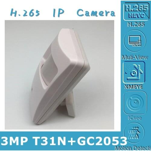 3MP IP Mini Box Camera 3.7mm Lens T31N+GC2053 2304*1296 H.264/H.265 Onvif Motion Detection All Color Network