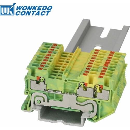 10Pcs PT1.5-TW-PE Push-in Ground Feed-Through Earth Protect Plug PT 1.5-TW-PE Wire Electrical Connector Din Rail Terminal Block