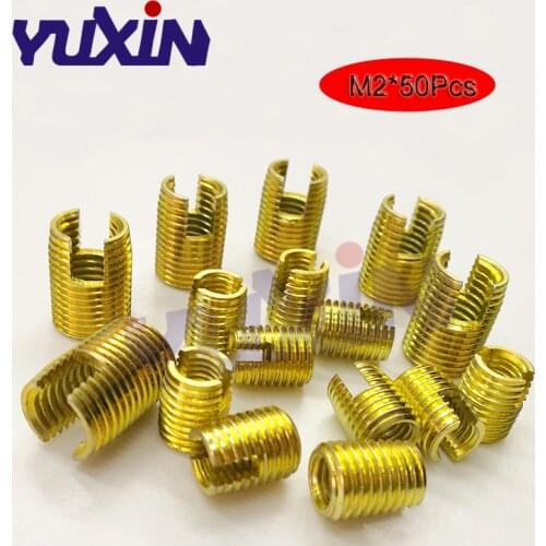 50pcs M2*M4*6 Self Tapping Thread Insert Self Tapping Screw Bushing Steel With Zinc Plated 302 Slotted Type Thread Repair Inset