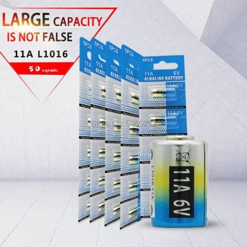 50pcs 11A 6V alkaline battery car remote control battery L1016 forAnti-theft alarm system