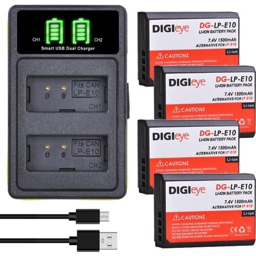 Digieye LP-E10 LPE10 LP E10 camera battery for Canon EOS 1100D 1200D 1300D 2000D 4000D Rebel T3 T5 T6 KISS X50 X70 Battery L10