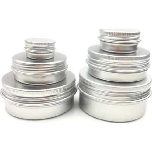 50pcs/lot 5g 10g 15g 20g 30g 40g 50g 60g Aluminum Cream Jar Pot Nail Art Makeup Lip Gloss Empty Cosmetic Metal Tin Containers