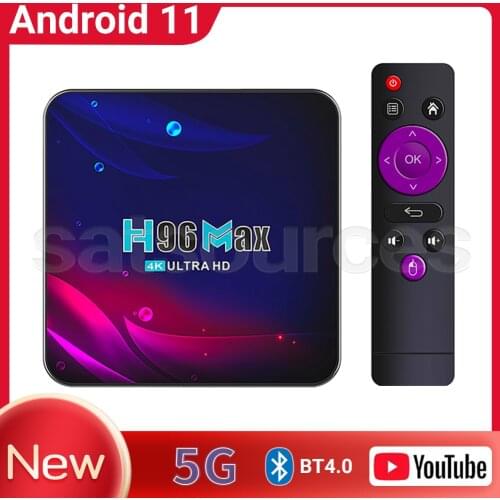 Android 11.0 H96 MAX V11 Media Player RK3188 Mali-450 2.4G 5G Dual Wifi BT4.0 4K H.265 HD Set Top Box TV Box Support Youtube
