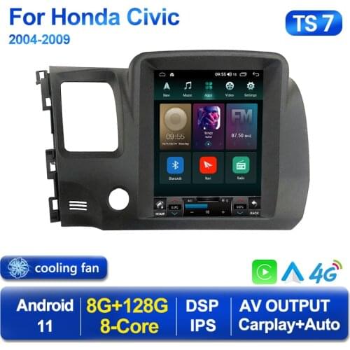 Tesla Style Android 11 Car Radio for honda civic 2004 - 2009 Car Dvd Multimedia Player Auto GPS Navigation Video Stereo WIFI BT
