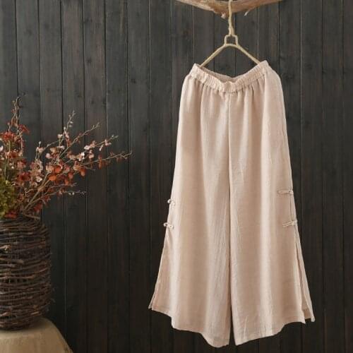 Chinese traditional bottoms elastic waist floral print loose bud style harem pants casual middle aged womens trousers DD001