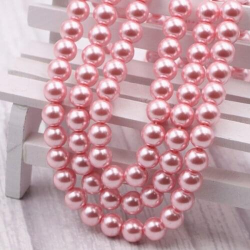 DIY Necklace Bracelet Imitation Glass Pearl Beads Round Loose Beads Accessories Glass Pearls Shell Jewelry Making Crafts 15" B7
