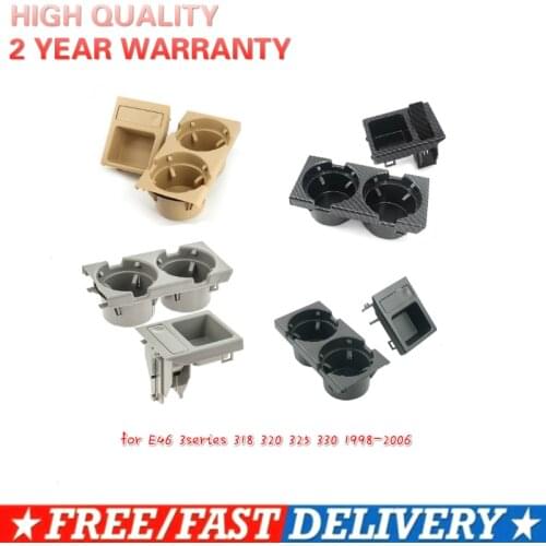 Black Double Hole Car Vehicle Front Center Console Storage Box Coin + Cup Holder for BMW E46 3SERIES 1999-2006 51168217957