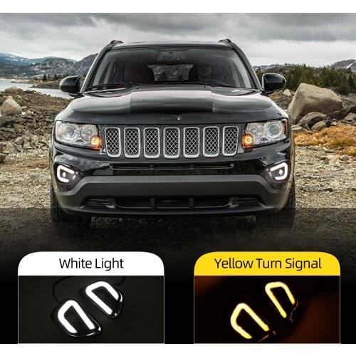 CSCSNL 2Pcs For Jeep Compass 2011 2012 2013 2014 2015 2016 LED DRL Day Light Daytime Running Light Fog Lights with Turn Light