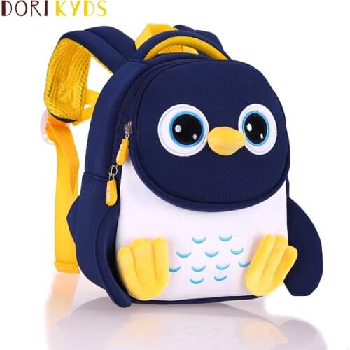 DORIKYDS 3D Penguin Kids Backpack Cute Cartoon Anti Lost Schoolbags 2 Sizes Cute Boys Girls Gift Mochila Escolar