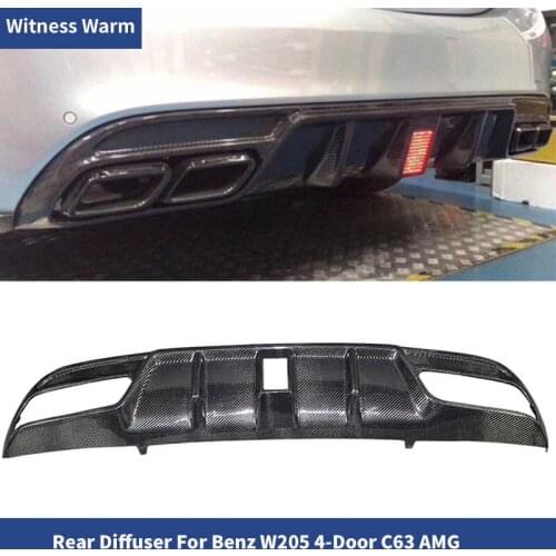 For W205 Rear Bumper Exhaust Diffuser Lip Spoiler with Led light for mercedes benz C200 C300 C400 sport bumper 2014-2018