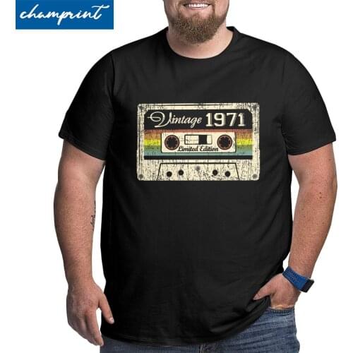 Vintage Cassette 50th Birthday For Gamer T-Shirts Men 50 Years Old T Shirt Born In 1971 Big Tall Tee Shirt Oversized 6XL Clothes