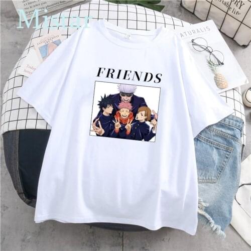 Japanese Anime Friends T-shirt Women Print Jujutsu Kaisen Tops Tee Ladies Short Sleeve Casual Summer Shirts for Women,Drop shipp