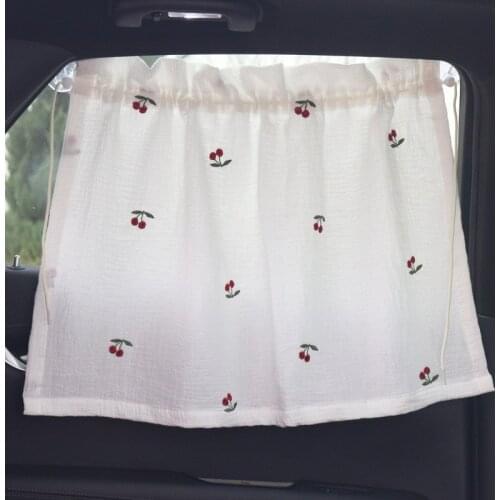 Ins Korea Cherry/Rabbit/Rainbow Embroidered Wall Tapestry Car Curtains Childrens Sun Shading Car Curtains