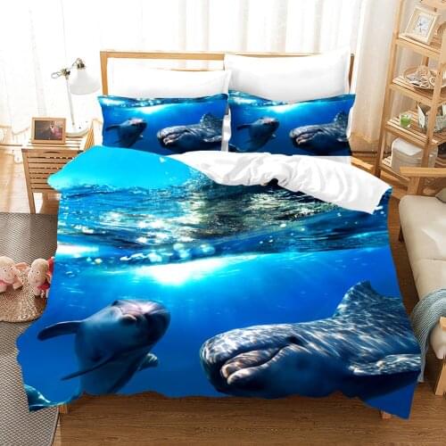 3D Dolphin Printed Duvet Cover And Pillow Case Aniaml Comforter Bedding Sets EU/US/AU/UK Size 2/3Pcs Dropshipping