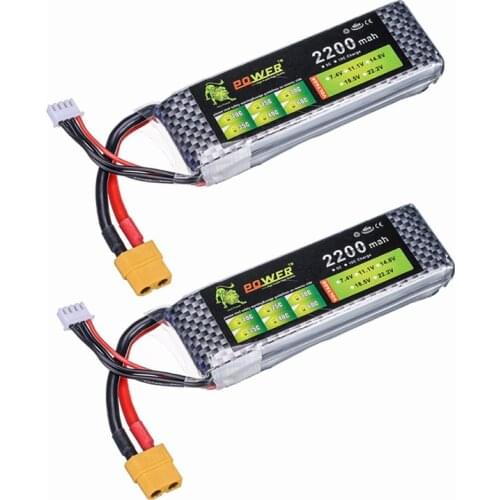 2PCS/lot Lion Power Lipo Battery 11.1V 2200 mAh 25C MAX 50C 3S Lipo for Helicopter Quadcopter RC Car Airplane T-REX 450 Part