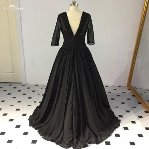LZF081 Elegant Black Beading Evening Dress 2018 Short Front Long Back Prom Dresses Vestido De Festa Homecoming Dresses