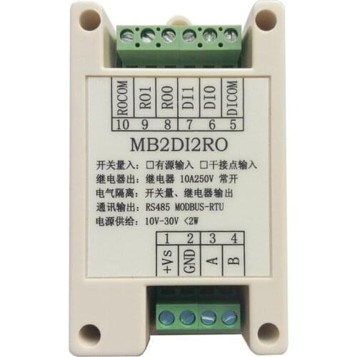 MB2DI2RO Switch input and output 2 switch inputs and 2 relay output modules RS485 MODBUS-RTU communication