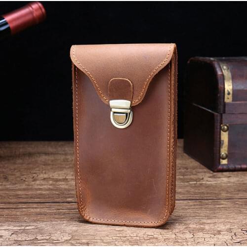 Genuine Leather Male Waist Fanny Packs Belt Bags Small Messenger Shoulder Men Phone Pouch Card Holder Key Cigarette Case