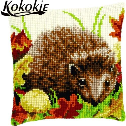 Cross stitch kits fabric embroidery cushion cover kits pillow kit decorative embriodered mats knitting needles kit for pillow