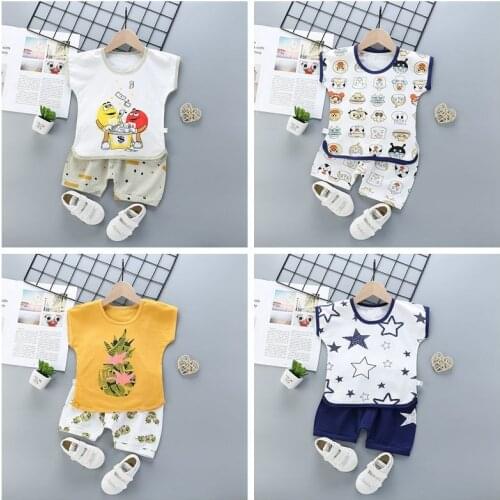 New 2021 Kids Boys Clothing Sets Summer Cartoon Toddler Short Sleeve T-shirt+shorts 2pcs/set Baby Girls Cotton Clothes Suit