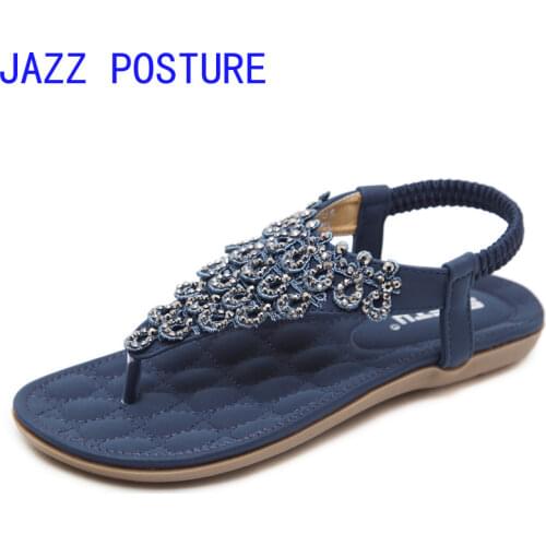 2020 vacation beach seaside new sandals flowers bohemia large size flat shoes womens sandals q440