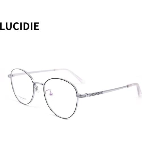 LUCIDIE 2021 IP Titanium Eye Glasses Frames for Women Retro Round Prescription Eyeglasses Men New Vintage Myopia Optical Eyewear