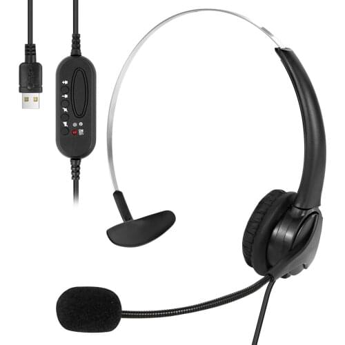 Headphone Wired USB Headset Earphone On Ear Headphones Noise Concealing Mic For Laptop Desktop Corded Telephone